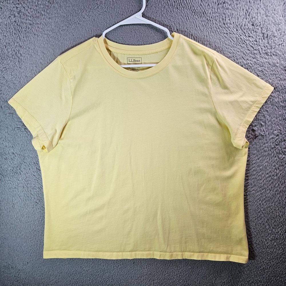 LL Bean T-Shirt Tee Top Women 2X Stretch Short Sleeve Yellow
